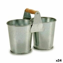 Vaso Ibergarden D60088-B Marrone Argentato Legno Zinco Doppia 20 x 15 x 10,2 cm (24 Unità)