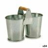 Vaso Ibergarden D60088-B Marrone Argentato Legno Zinco Doppia 20 x 15 x 10,2 cm (24 Unità)