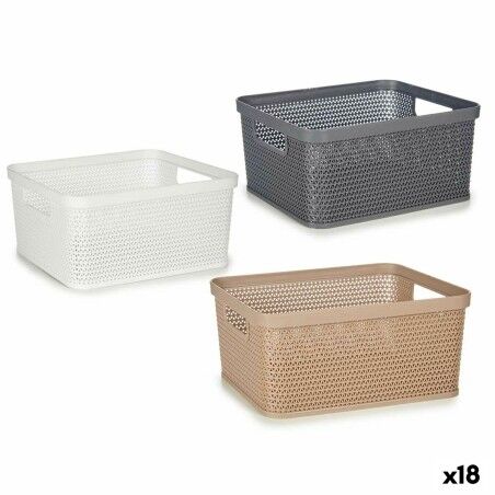 Cestino Multiuso Kipit 4710 Bianco Beige Grigio Plastica 2,5 L 24,5 x 10,4 x 18,5 cm (18 Unità)