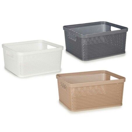 Cestino Multiuso Kipit 4710 Bianco Beige Grigio Plastica 2,5 L 24,5 x 10,4 x 18,5 cm (18 Unità)