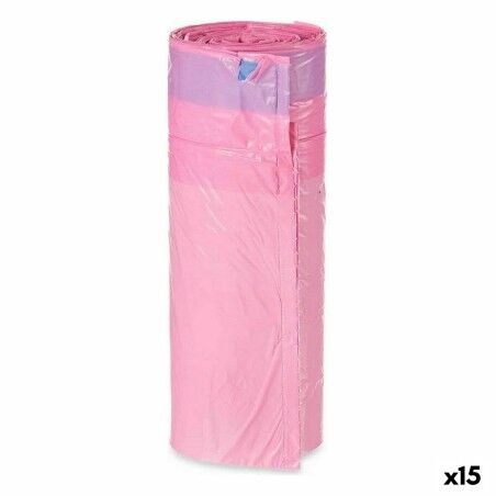 Sacchetti per la Spazzatura Profumato Chiusura automatica Rosa Polietilene 15 Unità 30 L