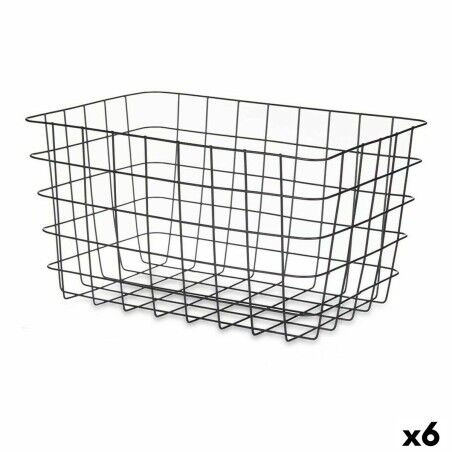 Cestino Multiuso Kinvara W5759K-L BLACK Nero Metallo 38,5 x 20,5 x 28 cm Rettangolare (6 Unità)